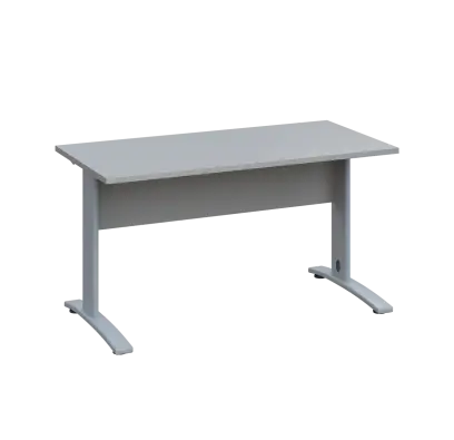 LK 27 - 14 stůl kancelářský, kovová podnož stříbrná, deska 25 mm, široký 1400 mm, šedá