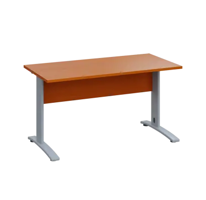 LK 27 - 14 stůl kancelářský, kovová podnož stříbrná, deska 25 mm, široký 1400 mm, třešeň šumavská