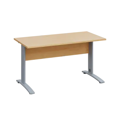 LK 27 - 14 stůl kancelářský, kovová podnož stříbrná, deska 25 mm, široký 1400 mm, javor horský
