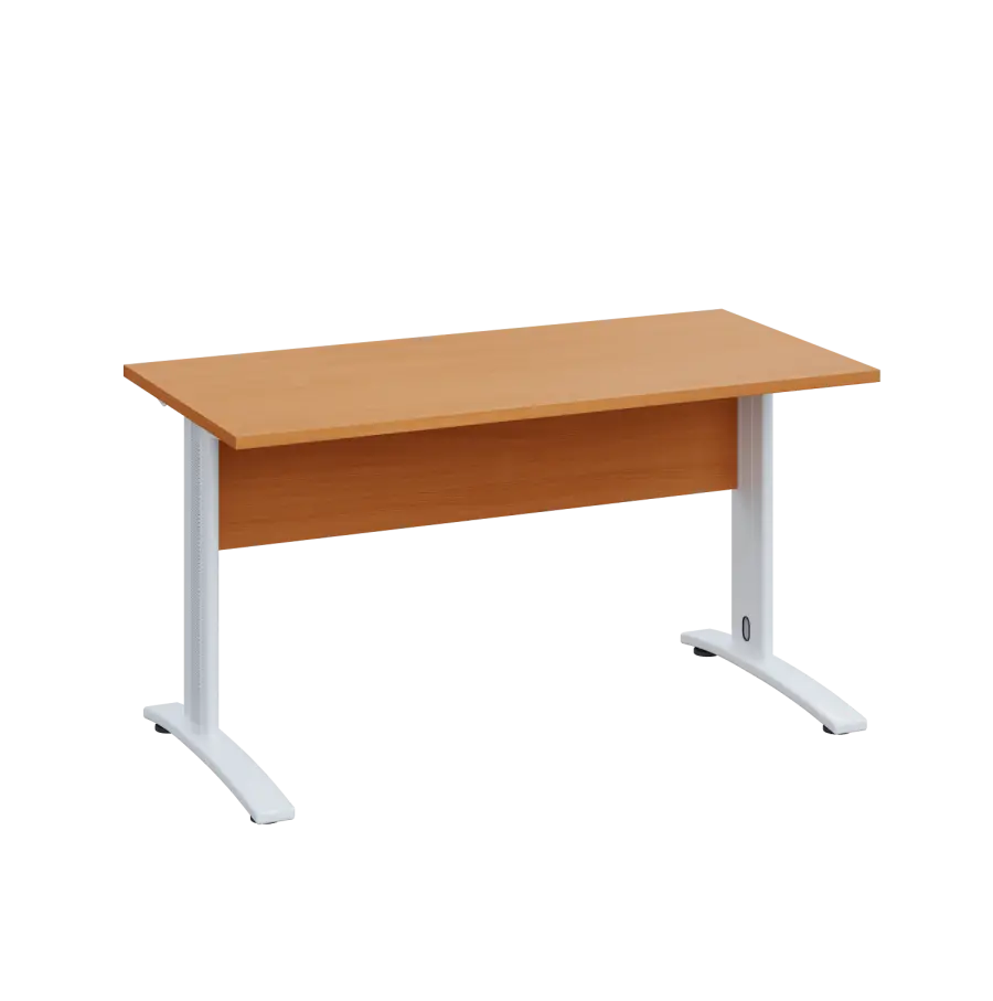 LK 27 - 14 stůl kancelářský, kovová podnož bílá, deska 25 mm, široký 1400 mm, buk Royal