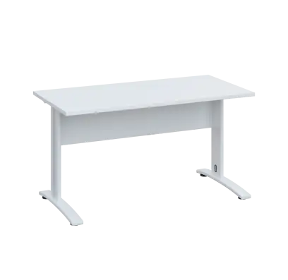 LK 27 - 14 stůl kancelářský, kovová podnož bílá, deska 25 mm, široký 1400 mm, bílá