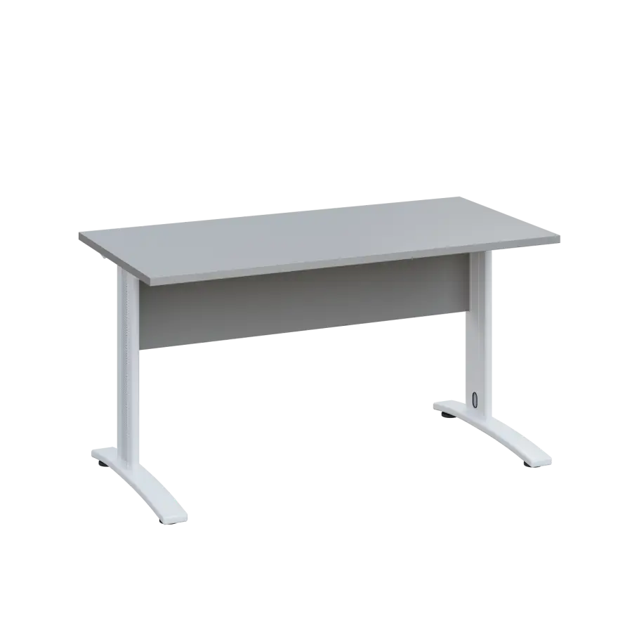 LK 27 - 14 stůl kancelářský, kovová podnož bílá, deska 25 mm, široký 1400 mm, šedá