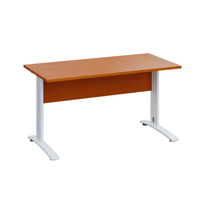 LK 27 - 14 stůl kancelářský, kovová podnož bílá, deska 25 mm, široký 1400 mm, třešeň šumavská