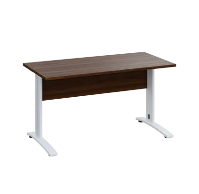 LK 27 - 14 stůl kancelářský, kovová podnož bílá, deska 25 mm, široký 1400 mm, ořech královský