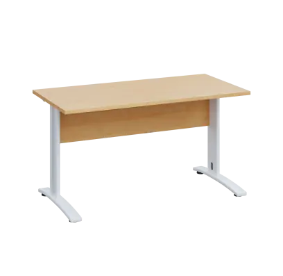 LK 27 - 14 stůl kancelářský, kovová podnož bílá, deska 25 mm, široký 1400 mm, javor horský