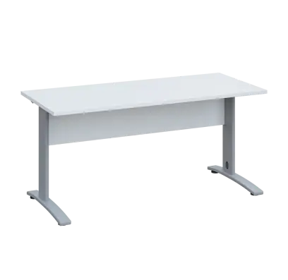 LK 27 - 16 stůl kancelářský, kovová podnož stříbrná, deska 25 mm, široký 1600 mm, bílá
