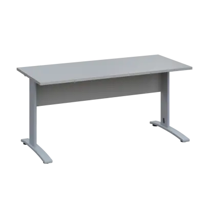 LK 27 - 16 stůl kancelářský, kovová podnož stříbrná, deska 25 mm, široký 1600 mm, šedá