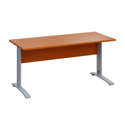 LK 27 - 16 stůl kancelářský, kovová podnož stříbrná, deska 25 mm, široký 1600 mm, třešeň šumavská