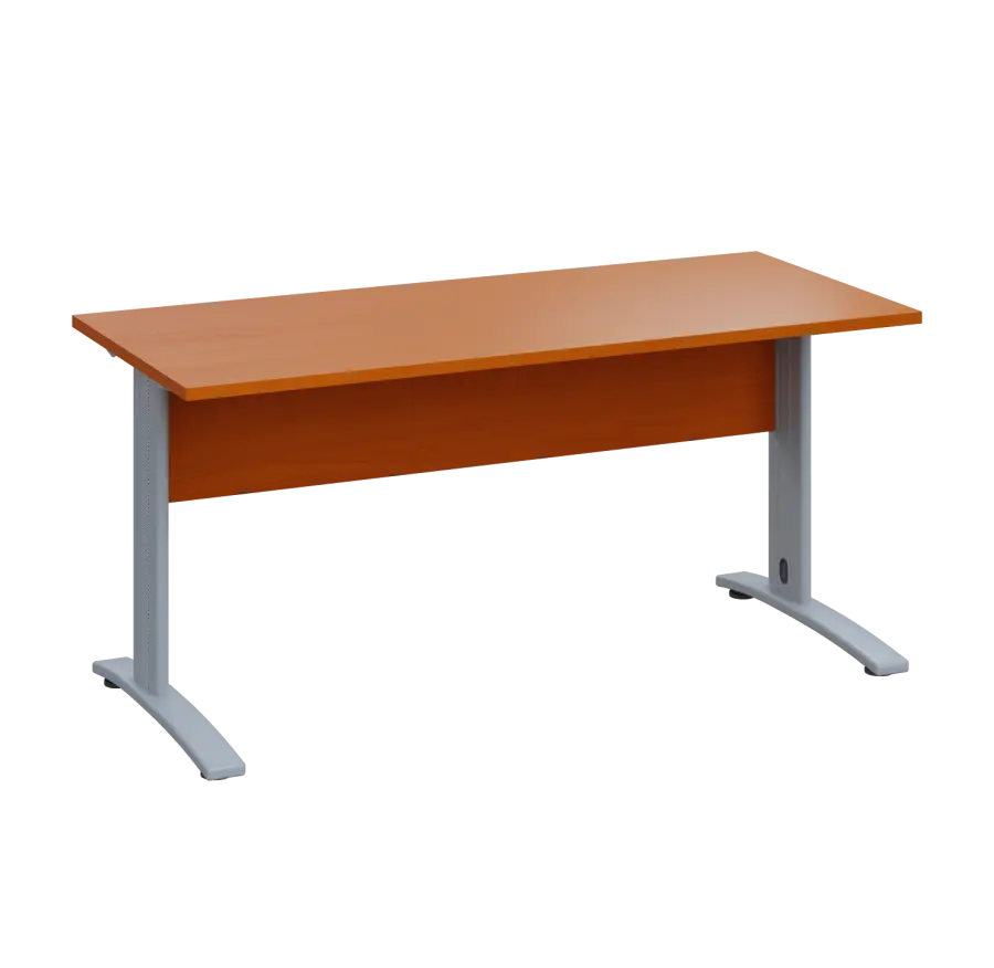 LK 27 - 16 stůl kancelářský, kovová podnož stříbrná, deska 25 mm, široký 1600 mm, třešeň šumavská
