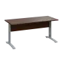LK 27 - 16 stůl kancelářský, kovová podnož stříbrná, deska 25 mm, široký 1600 mm, ořech královský