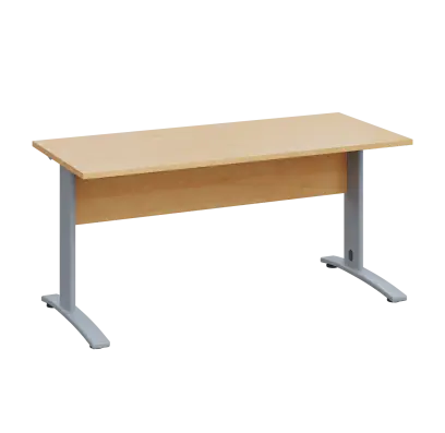 LK 27 - 16 stůl kancelářský, kovová podnož stříbrná, deska 25 mm, široký 1600 mm, javor horský