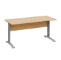 LK 27 - 16 stůl kancelářský, kovová podnož stříbrná, deska 25 mm, široký 1600 mm, javor horský