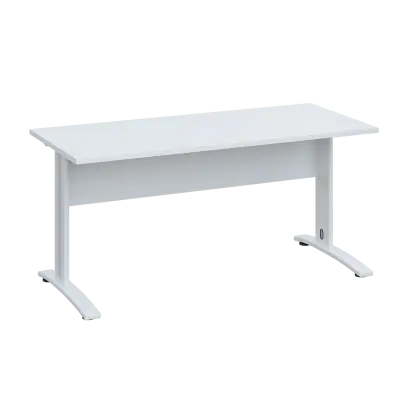 LK 27 - 16 stůl kancelářský, kovová podnož bílá, deska 25 mm, široký 1600 mm, bílá