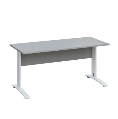 LK 27 - 16 stůl kancelářský, kovová podnož bílá, deska 25 mm, široký 1600 mm, šedá