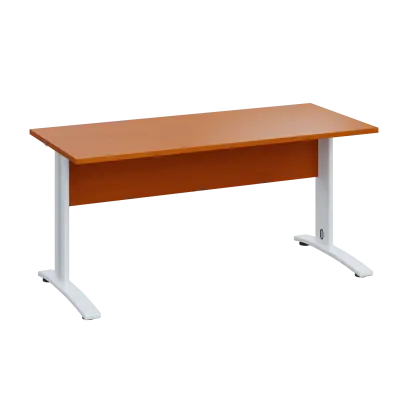 LK 27 - 16 stůl kancelářský, kovová podnož bílá, deska 25 mm, široký 1600 mm, třešeň šumavská