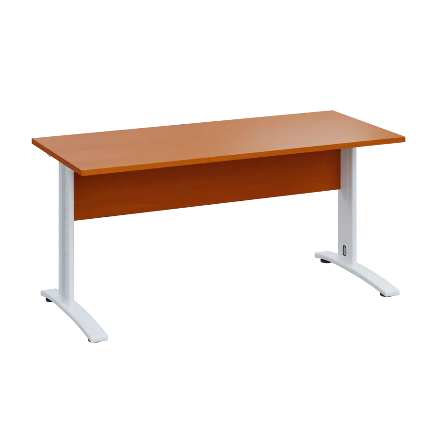 LK 27 - 16 stůl kancelářský, kovová podnož bílá, deska 25 mm, široký 1600 mm, třešeň šumavská