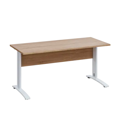 LK 27 - 16 stůl kancelářský, kovová podnož bílá, deska 25 mm, široký 1600 mm, dub bardolino
