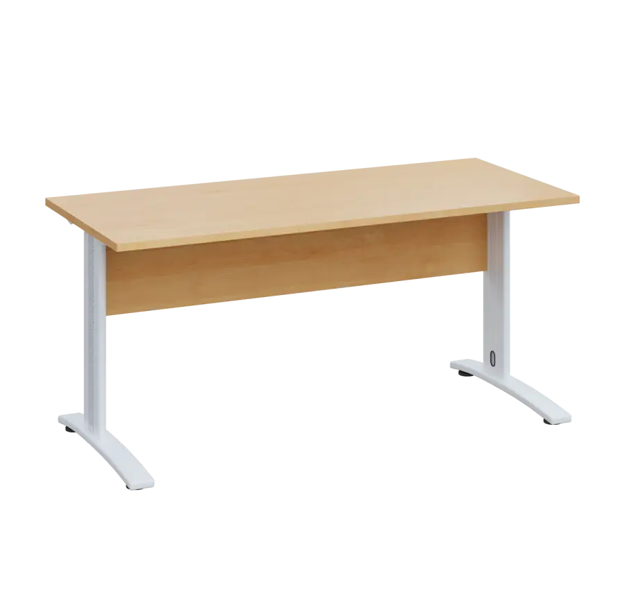 LK 27 - 16 stůl kancelářský, kovová podnož bílá, deska 25 mm, široký 1600 mm, javor horský