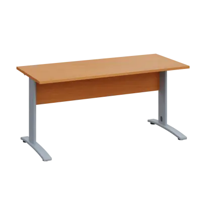 LK 27 - 16 stůl kancelářský, kovová podnož stříbrná, deska 25 mm, široký 1600 mm, buk Royal