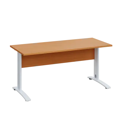 LK 27 - 16 stůl kancelářský, kovová podnož bílá, deska 25 mm, široký 1600 mm, buk Royal