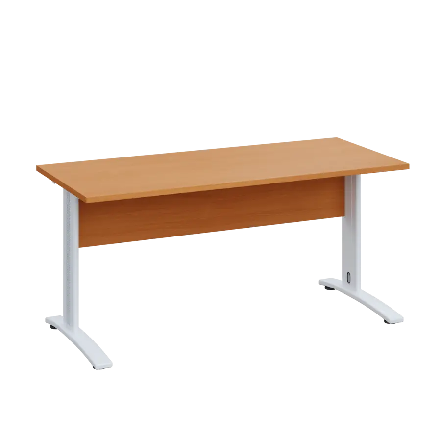 LK 27 - 16 stůl kancelářský, kovová podnož bílá, deska 25 mm, široký 1600 mm, buk Royal