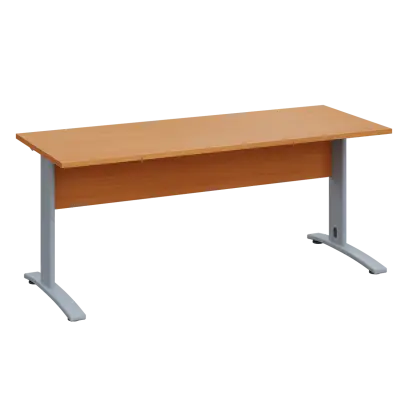 LK 27 - 18 stůl kancelářský, kovová podnož stříbrná, deska 25 mm, široký 1800 mm, buk Royal