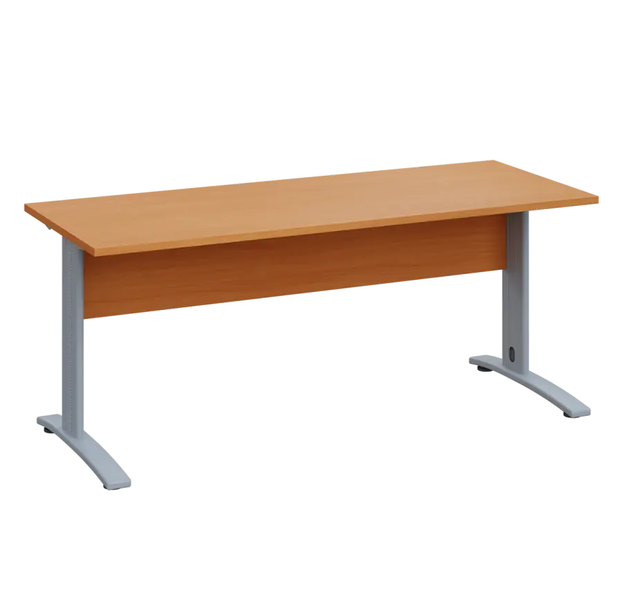 LK 27 - 18 stůl kancelářský, kovová podnož stříbrná, deska 25 mm, široký 1800 mm, buk Royal