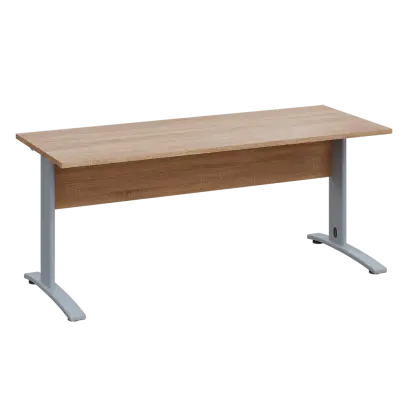 LK 27 - 18 stůl kancelářský, kovová podnož stříbrná, deska 25 mm, široký 1800 mm, dub bardolino