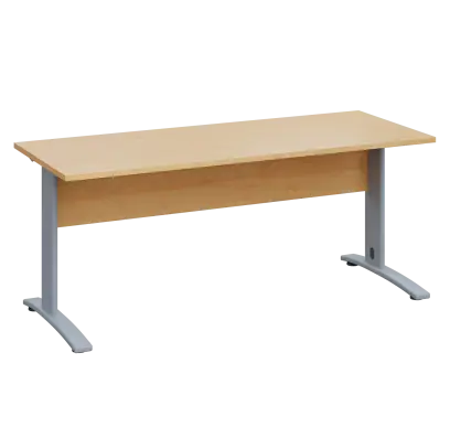 LK 27 - 18 stůl kancelářský, kovová podnož stříbrná, deska 25 mm, široký 1800 mm, javor horský