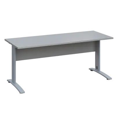 LK 27 - 18 stůl kancelářský, kovová podnož stříbrná, deska 25 mm, široký 1800 mm, šedá