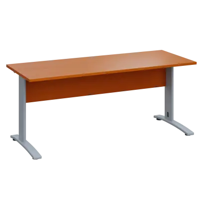 LK 27 - 18 stůl kancelářský, kovová podnož stříbrná, deska 25 mm, široký 1800 mm, třešeň šumavská