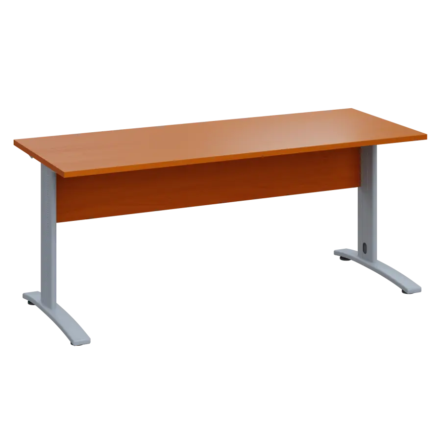 LK 27 - 18 stůl kancelářský, kovová podnož stříbrná, deska 25 mm, široký 1800 mm, třešeň šumavská