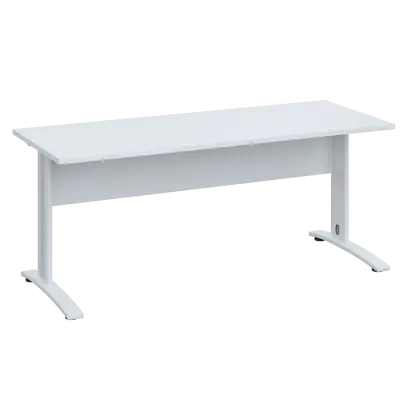LK 27 - 18 stůl kancelářský, kovová podnož bílá, deska 25 mm, široký 1800 mm, bílá