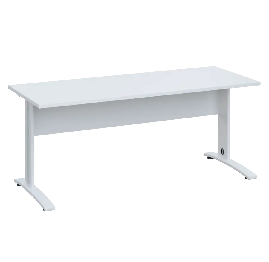 LK 27 - 18 stůl kancelářský, kovová podnož bílá, deska 25 mm, široký 1800 mm, bílá