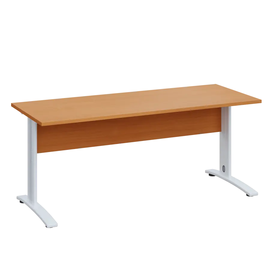 LK 27 - 18 stůl kancelářský, kovová podnož bílá, deska 25 mm, široký 1800 mm, buk Royal