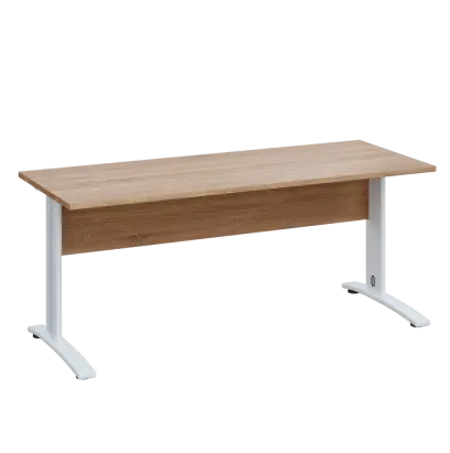 LK 27 - 18 stůl kancelářský, kovová podnož bílá, deska 25 mm, široký 1800 mm, dub bardolino