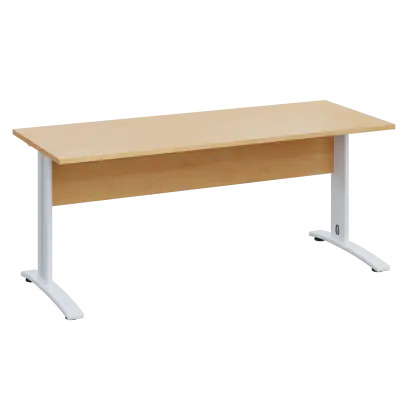 LK 27 - 18 stůl kancelářský, kovová podnož bílá, deska 25 mm, široký 1800 mm, javor horský