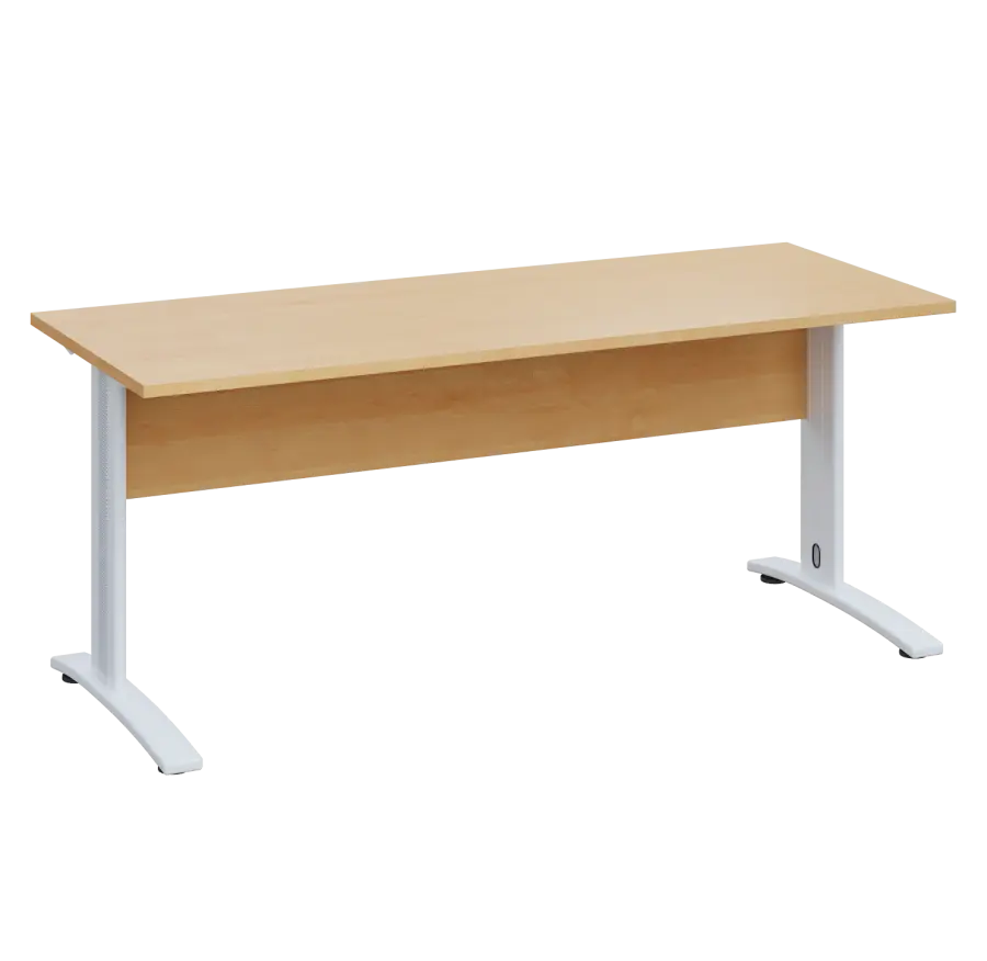 LK 27 - 18 stůl kancelářský, kovová podnož bílá, deska 25 mm, široký 1800 mm, javor horský