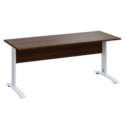 LK 27 - 18 stůl kancelářský, kovová podnož bílá, deska 25 mm, široký 1800 mm, ořech královský