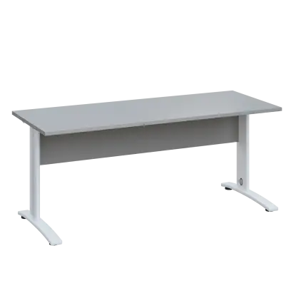 LK 27 - 18 stůl kancelářský, kovová podnož bílá, deska 25 mm, široký 1800 mm, šedá