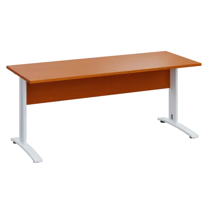 LK 27 - 18 stůl kancelářský, kovová podnož bílá, deska 25 mm, široký 1800 mm, třešeň šumavská