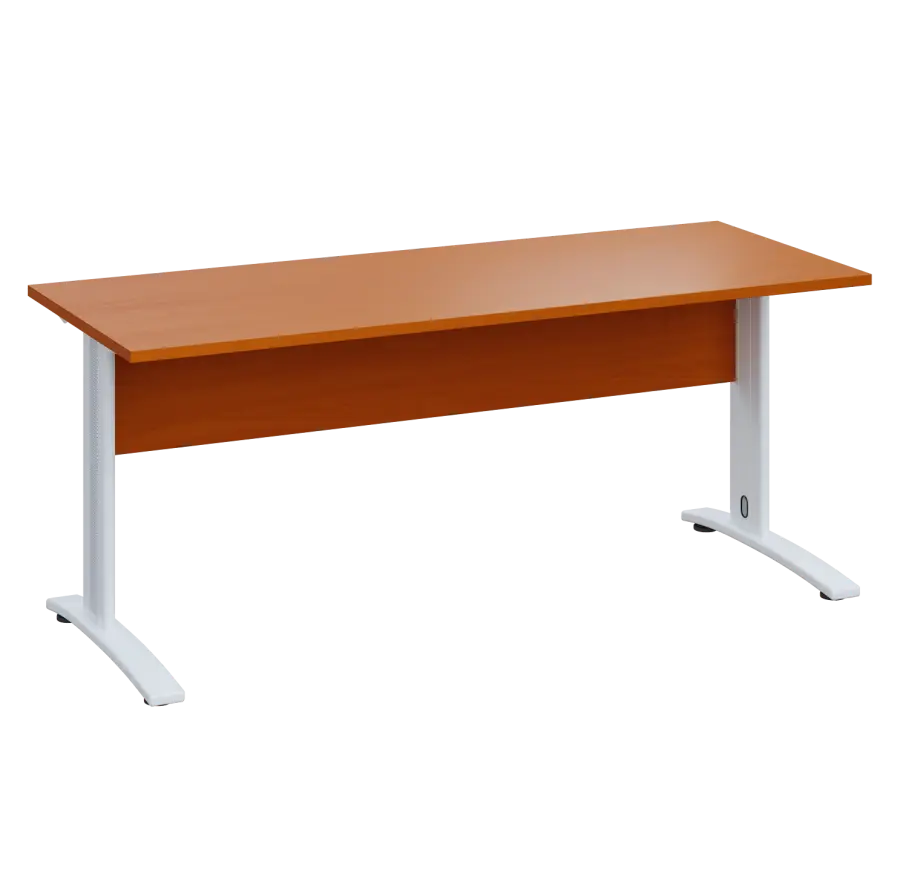 LK 27 - 18 stůl kancelářský, kovová podnož bílá, deska 25 mm, široký 1800 mm, třešeň šumavská