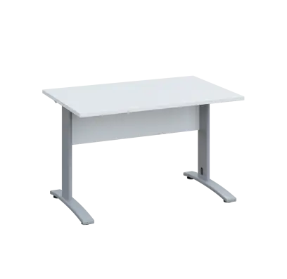 LK 28 - 12 stůl kancelářský, kovová podnož stříbrná, deska 25 mm, široký 1200 mm, bílá