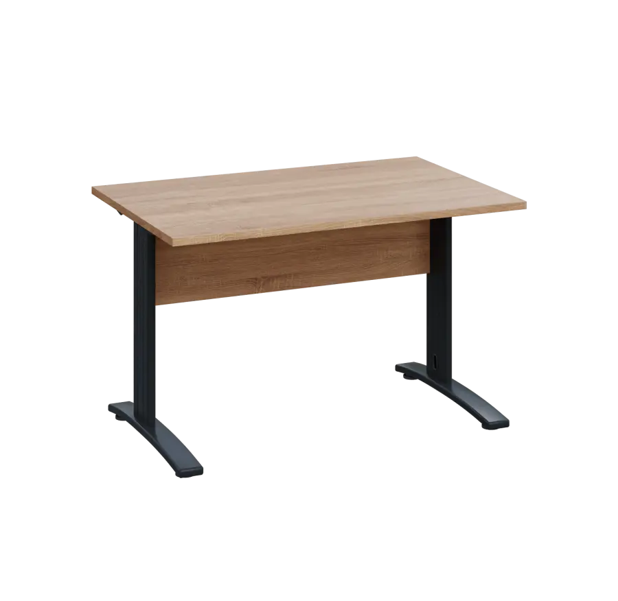 LK 28 - 12 stůl kancelářský, kovová podnož černá, deska 25 mm, široký 1200 mm, dub bardolino