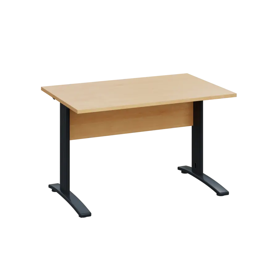 LK 28 - 12 stůl kancelářský, kovová podnož černá, deska 25 mm, široký 1200 mm, javor horský