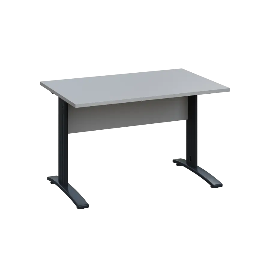 LK 28 - 12 stůl kancelářský, kovová podnož černá, deska 25 mm, široký 1200 mm, šedá