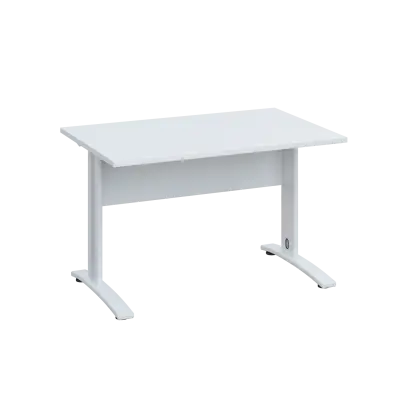 LK 28 - 12 stůl kancelářský, kovová podnož bílá, deska 25 mm, široký 1200 mm, bílá