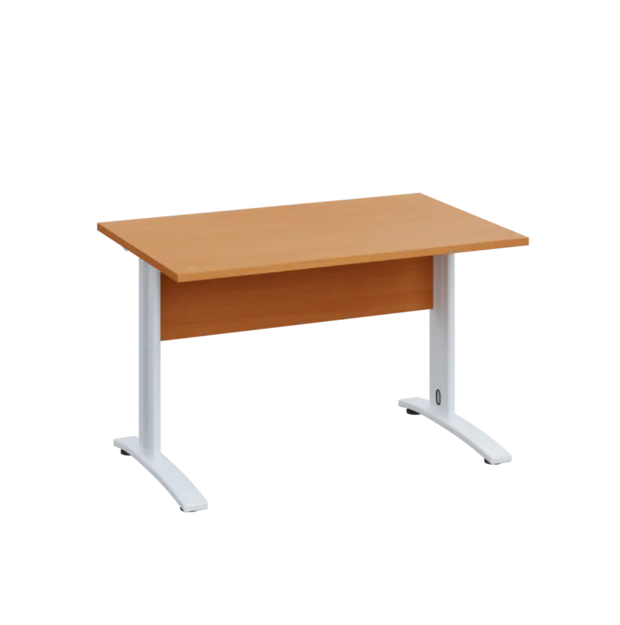 LK 28 - 12 stůl kancelářský, kovová podnož bílá, deska 25 mm, široký 1200 mm, buk Royal