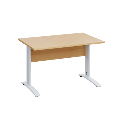 LK 28 - 12 stůl kancelářský, kovová podnož bílá, deska 25 mm, široký 1200 mm, javor horský