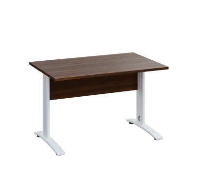 LK 28 - 12 stůl kancelářský, kovová podnož bílá, deska 25 mm, široký 1200 mm, ořech královský